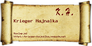 Krieger Hajnalka névjegykártya